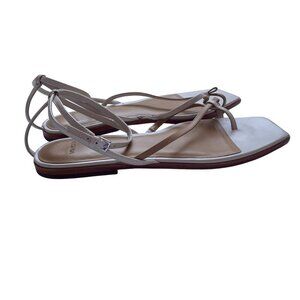 Vince Ali Thong Sandals - White & Light Sable/Beige Leather - Size 10M